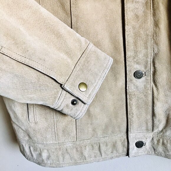Club Room Mens XL Barn Field Chore Work Jacket Coat Tan Suede Leather Lined - Picture 3 of 11